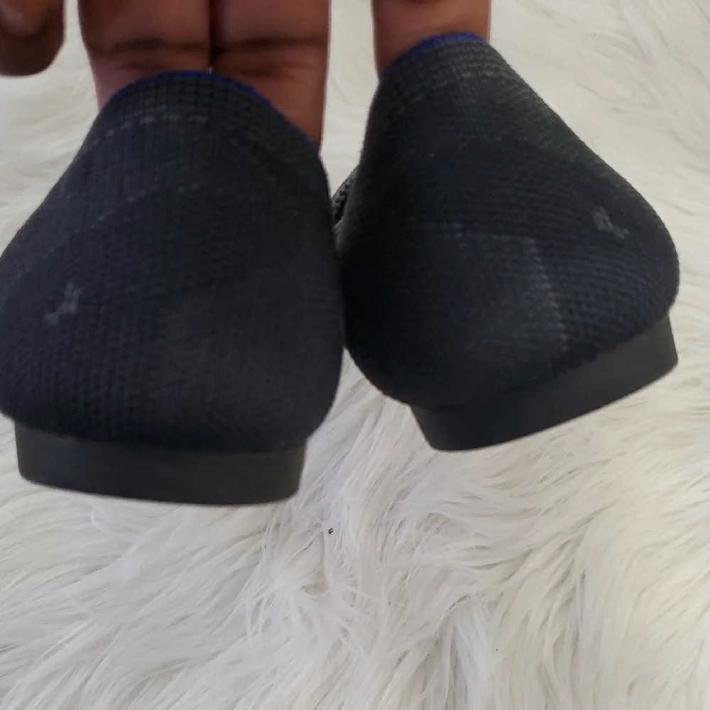 Rothy's The Point  Gray Camo  Flats with Sleek Pointed Toe and Blue Trim - Picture 5 of 16